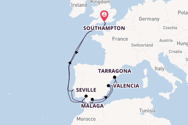 Western Mediterranean from Southampton, England with the Queen Victoria