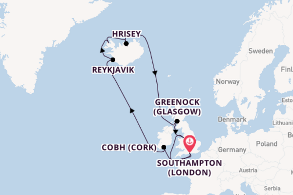 15 day cruise with the Queen Anne to Southampton (London)