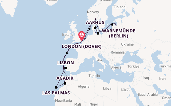 Canary Islands from London (Dover), England, United Kingdom with the Nieuw Statendam