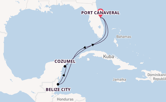 Westliche Karibik ab Port Canaveral, USA auf der Carnival Venezia