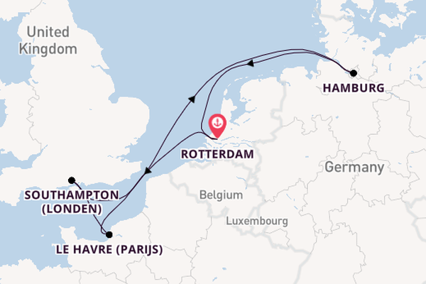 Engeland vanaf Rotterdam, Nederland met de MSC Poesia