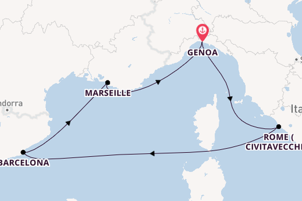 Western Mediterranean from Genoa, Italy with the MSC Splendida