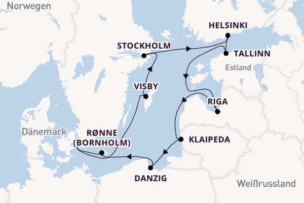 Ostsee ab Kopenhagen, Dänemark auf der Azamara Journey