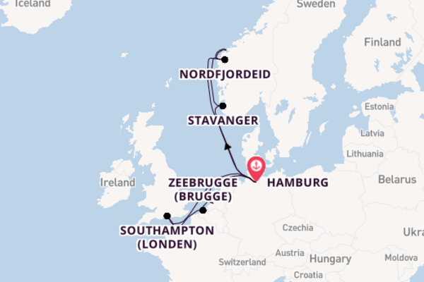 Noorwegen vanaf Hamburg, Duitsland met AIDAperla