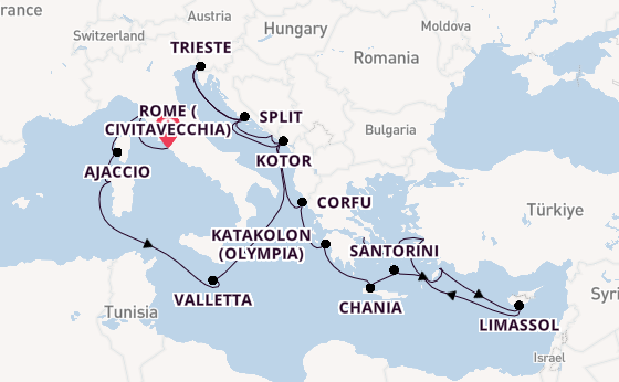 Mediterranean Sea from Rome (Civitavecchia), Italy with the Enchanted Princess