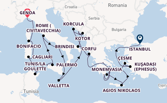 Mediterranean Sea from Genoa, Italy with the Seabourn Ovation 