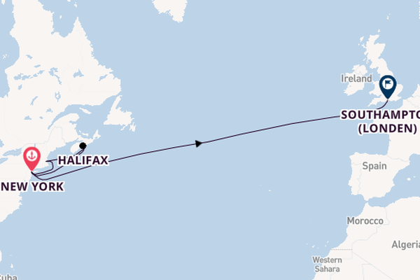 trans-Atlantisch vanaf New York, Verenigde Staten met de Queen Mary 2
