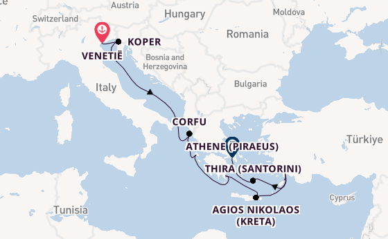 Oostelijke Middellandse Zee vanaf Venetië, Italië met de Azamara Onward