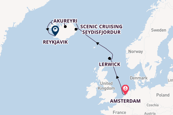 Arctic Ocean from Amsterdam, Netherlands with the Zuiderdam