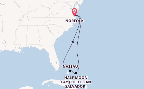 Caribbean from Norfolk, Virginia, USA with the Carnival Sunshine