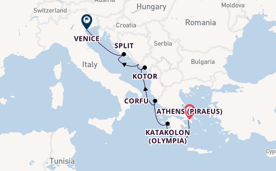 Eastern Mediterranean from Athens (Piraeus), Greece with the Viking Saturn