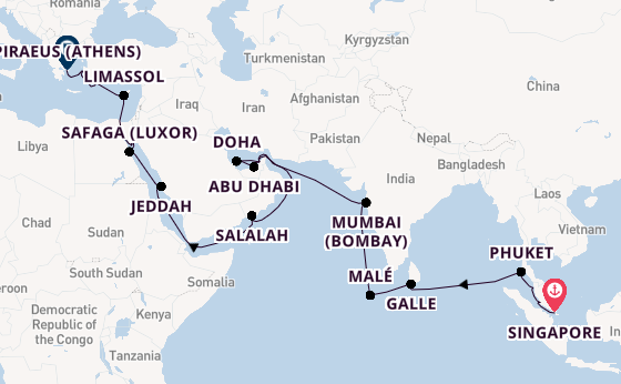 Middle East from Singapore, Singapore with the Vista