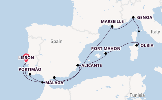 Western Mediterranean from Lisbon, Portugal with the MSC Sinfonia