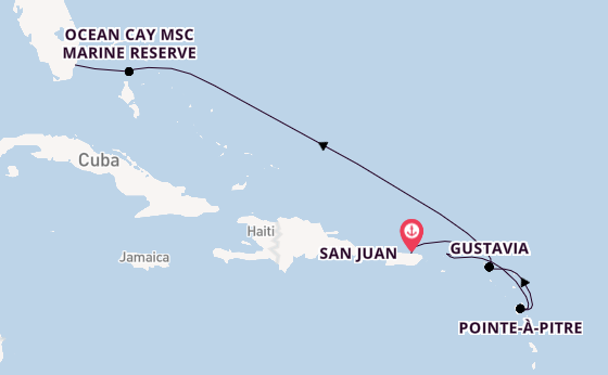 Caribbean vanaf San Juan, Puerto Rico met de EXPLORA II