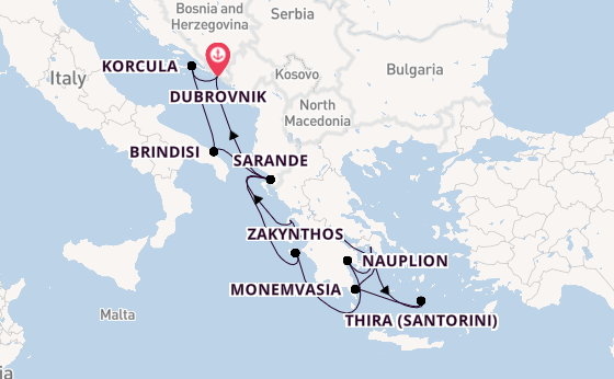 Oostelijke Middellandse Zee vanaf Dubrovnik, Kroatië met de Seabourn Quest