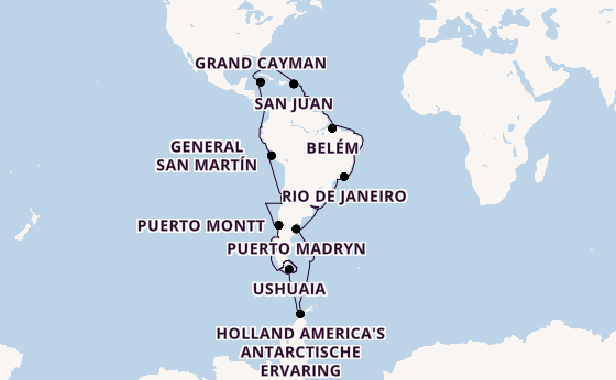Zuid-Amerika vanaf Fort Lauderdale, Verenigde Staten met de Zaandam