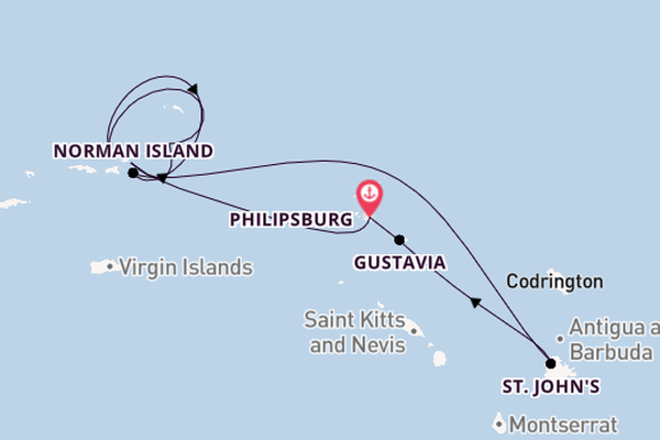 Oostelijke Caraïben vanaf Philipsburg, St. Maarten, Nederlandse Antillen met de Sea Cloud Spirit