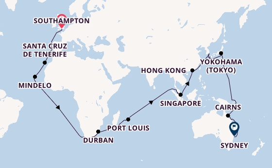 Japan from Southampton, England with the Queen Elizabeth