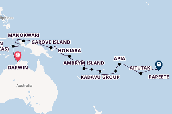 Polynesia from Darwin, Australia with the Seabourn Pursuit