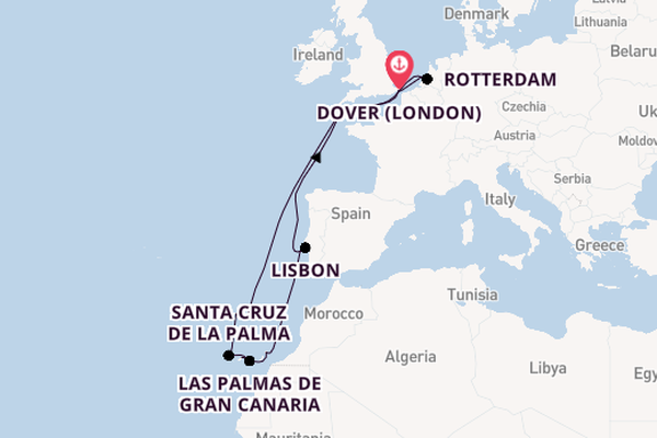 Canary Islands from Dover (London), England, United Kingdom with the Nieuw Statendam