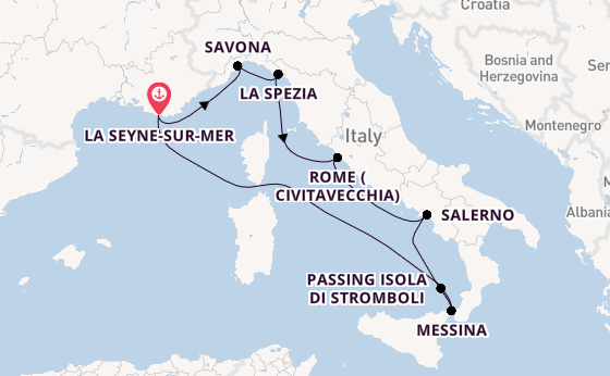Western Mediterranean from La Seyne-sur-Mer, France with the Costa Fascinosa
