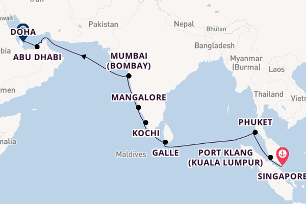 Persian Gulf from Singapore, Singapore with the Norwegian Sky