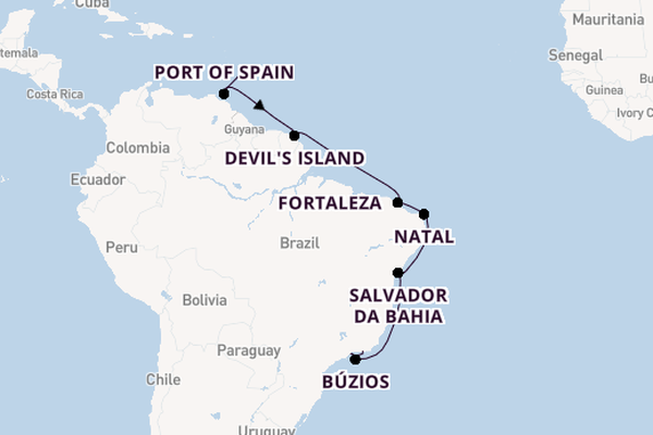 South America from Bridgetown, Barbados with the Seabourn Venture