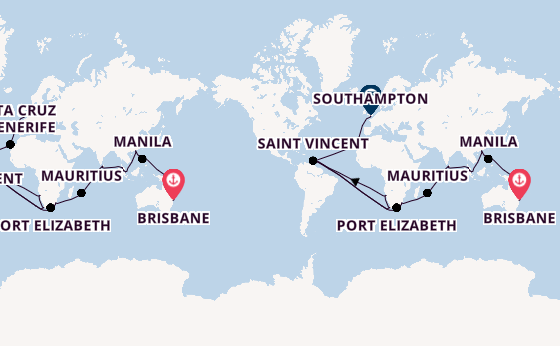 Brisbane to Southampton Grand Voyage & Brisbane