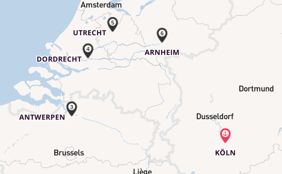 Rhein ab Köln, Deutschland auf der MS VistaGracia