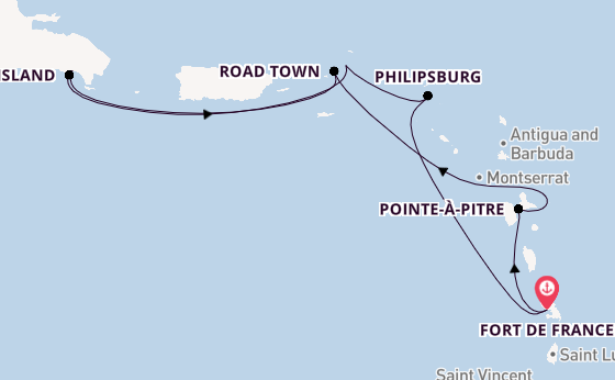 Caribbean vanaf Fort de France, Martinique met de MSC Opera