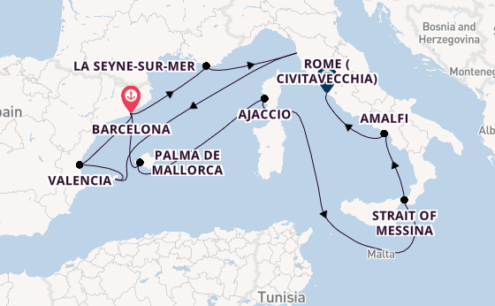 Western Mediterranean from Barcelona, Spain with the Queen Victoria