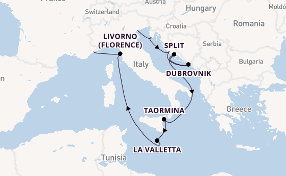 Middellandse Zee vanaf Venetië, Italië met de Silver Shadow