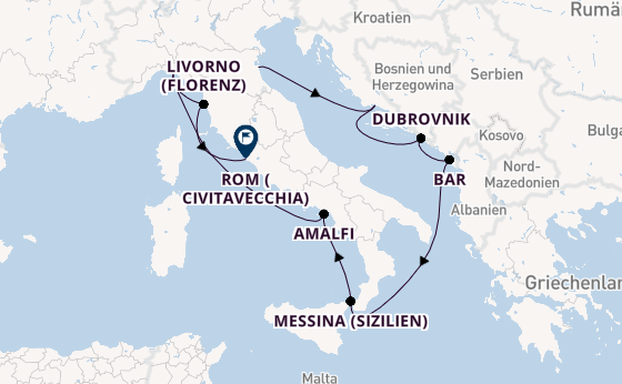 Mittelmeer ab Ravenna, Italien auf der Celebrity Constellation