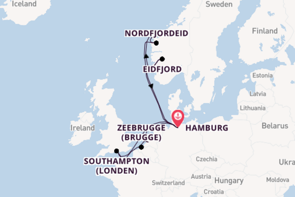 Noorwegen vanaf Hamburg, Duitsland met AIDAperla