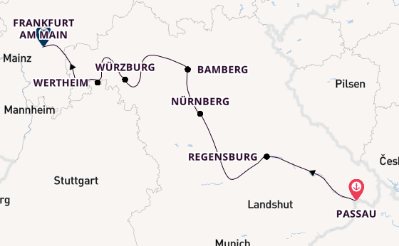 Main vanaf Passau, Duitsland met de VIVA TIARA