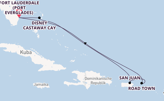 Karibik ab Fort Lauderdale (Port Everglades), USA auf der Disney Dream