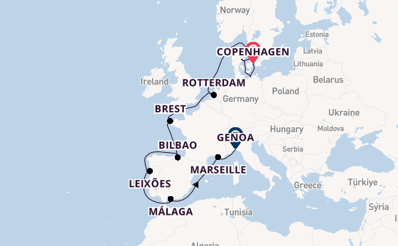 Western Mediterranean from Copenhagen, Denmark with the MSC Magnifica