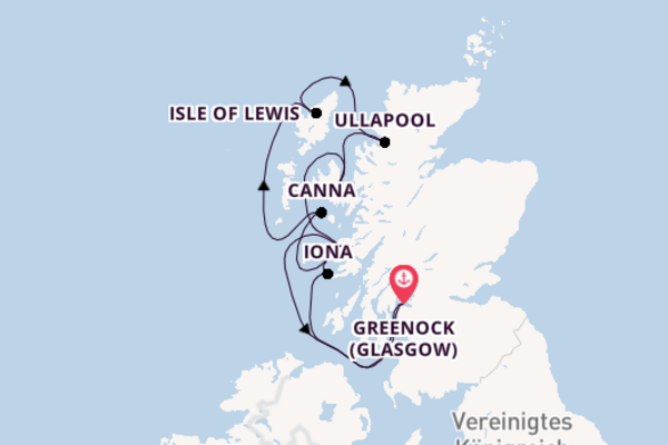 Von Greenock (Glasgow) über Ullapool in 8 Tagen