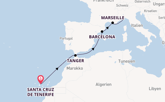 Westliches Mittelmeer ab Santa Cruz de Tenerife, Spanien auf der Costa Smeralda