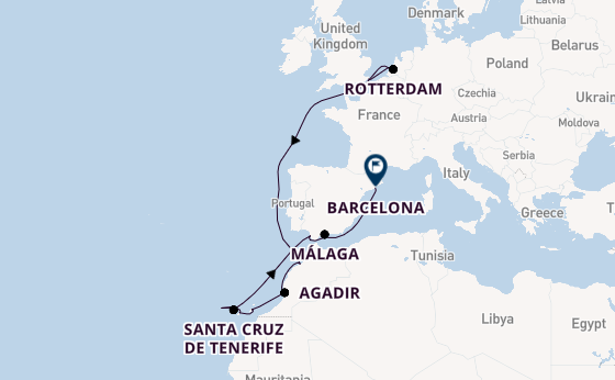 Canarische Eilanden vanaf Londen/Dover, Groot-Brittannië met de Nieuw Statendam