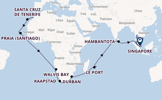 Zuidoost-Azië vanaf Las Palmas, Gran Canaria, Spanje met de Mein Schiff 6