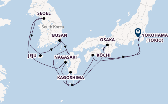 Oost-Azië vanaf Tokio, Japan met de Noordam