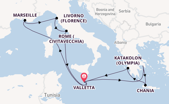 Mediterranean Sea from Valletta, Malta with the Azura