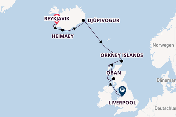Vereinigtes Königreich ab Reykjavik, Island auf der HANSEATIC spirit