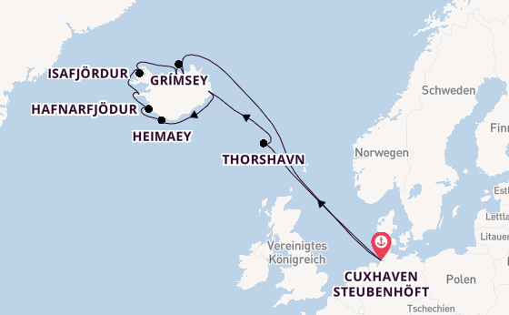 Arktis ab Cuxhaven Steubenhöft auf der MS Deutschland