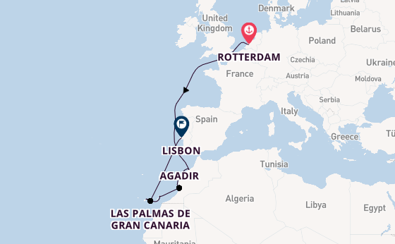 Canary Islands from Rotterdam, Netherlands with the Nieuw Statendam