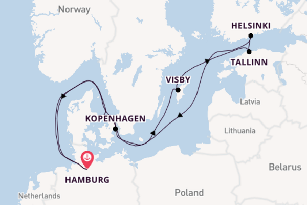 Cruise met Cunard naar Helsinki