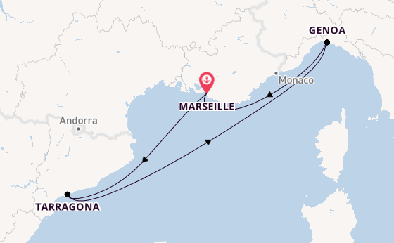 Western Mediterranean from Marseille, France with the MSC Magnifica