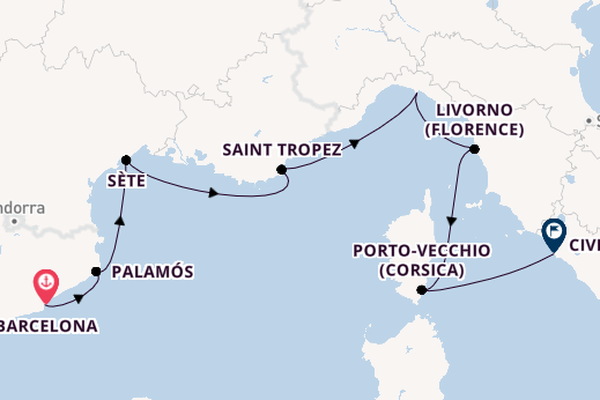Westelijke Middellandse Zee vanaf Barcelona, Spanje met de Allura