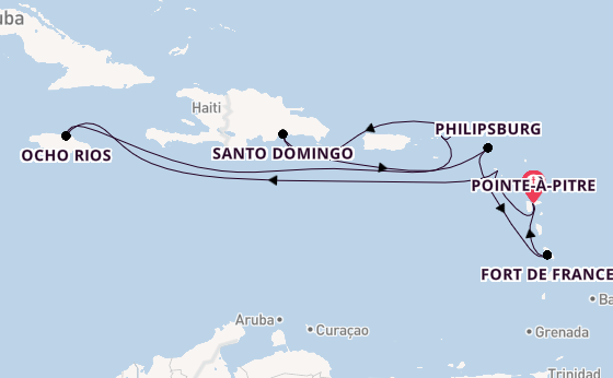 Karibik ab Pointe-à-Pitre, Guadeloupe auf der Costa Favolosa